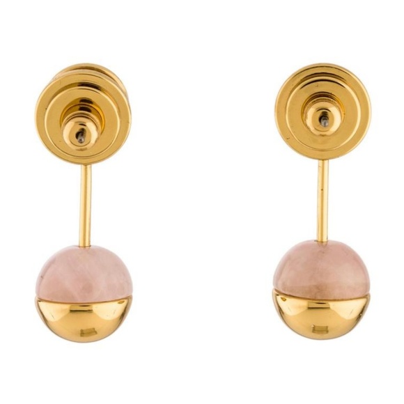 NEW Tory Burch Logo Bead Ear Jacket In Rose Quartz - Picture 5 of 5